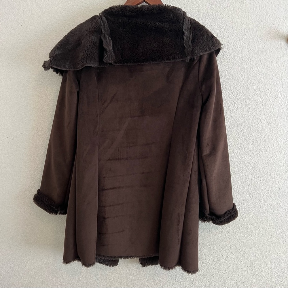 Zara Brown Faux Suede Shearling Coat Size S - Picture 11 of 11